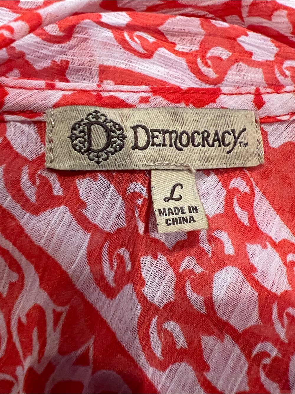 Democracy Orange & White Boho Floral Patterned Swim Coverup Tunic Sheer Light - Picture 6 of 8